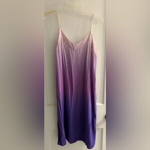Equipment Femme purple ombré spaghetti strap silk slip midi dress Size Large